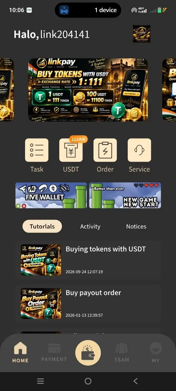 Link Pay Home – Buy Tokens with USDT